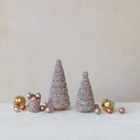 Colorful Sequin Recycled Glass Tree | 2 Sizes