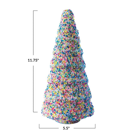 Colorful Sequin Recycled Glass Tree | 2 Sizes