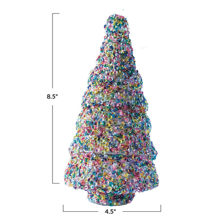 Colorful Sequin Recycled Glass Tree | 2 Sizes