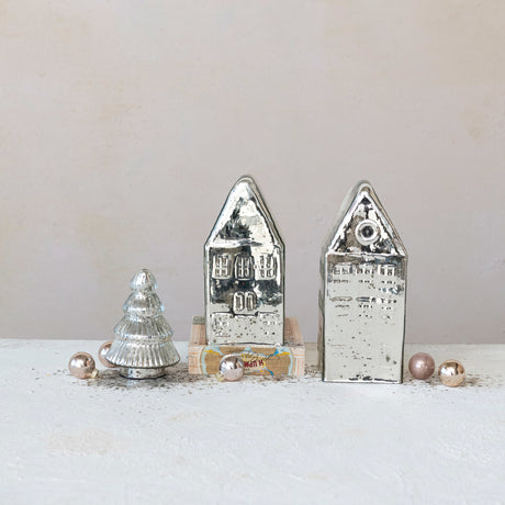 Silver Mercury Glass House |2 Sizes