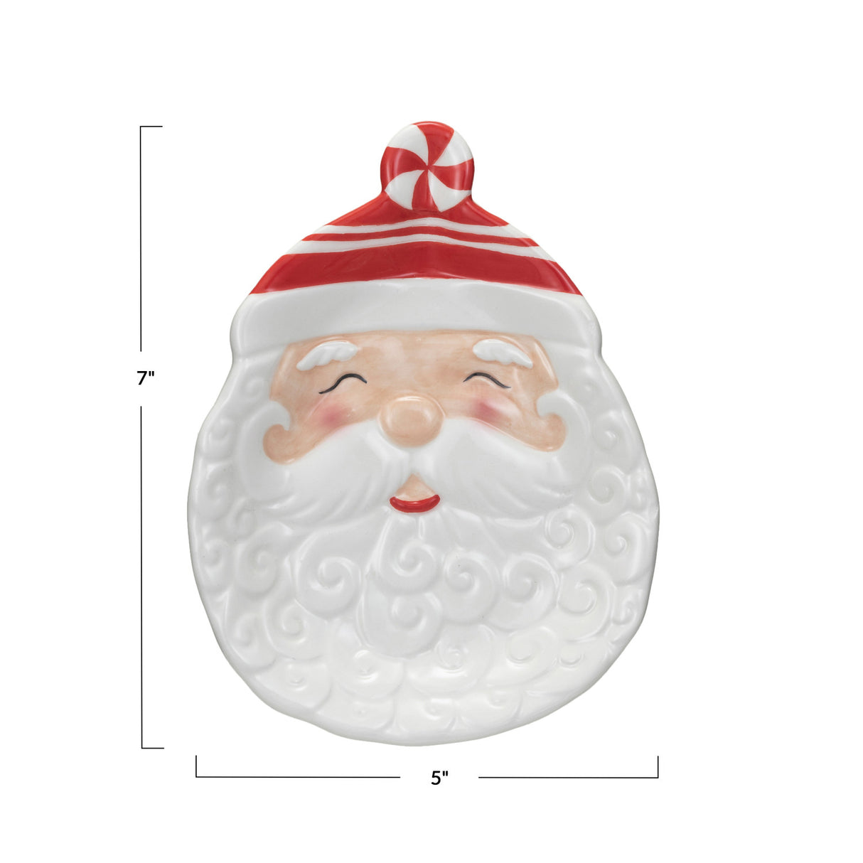 Red & White Hand-Painted Ceramic Santa Shaped Plate