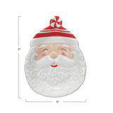 Red & White Hand-Painted Ceramic Santa Shaped Plate