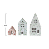 Paper Mache Houses with Christmas Berry & Tree Patterns