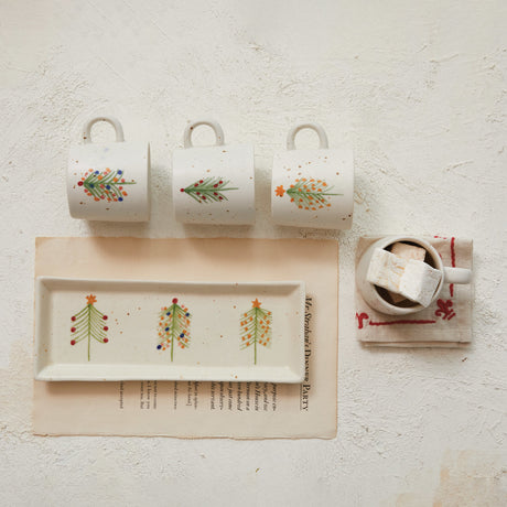 Hand-Painted Christmas Tree Ceramic Platter