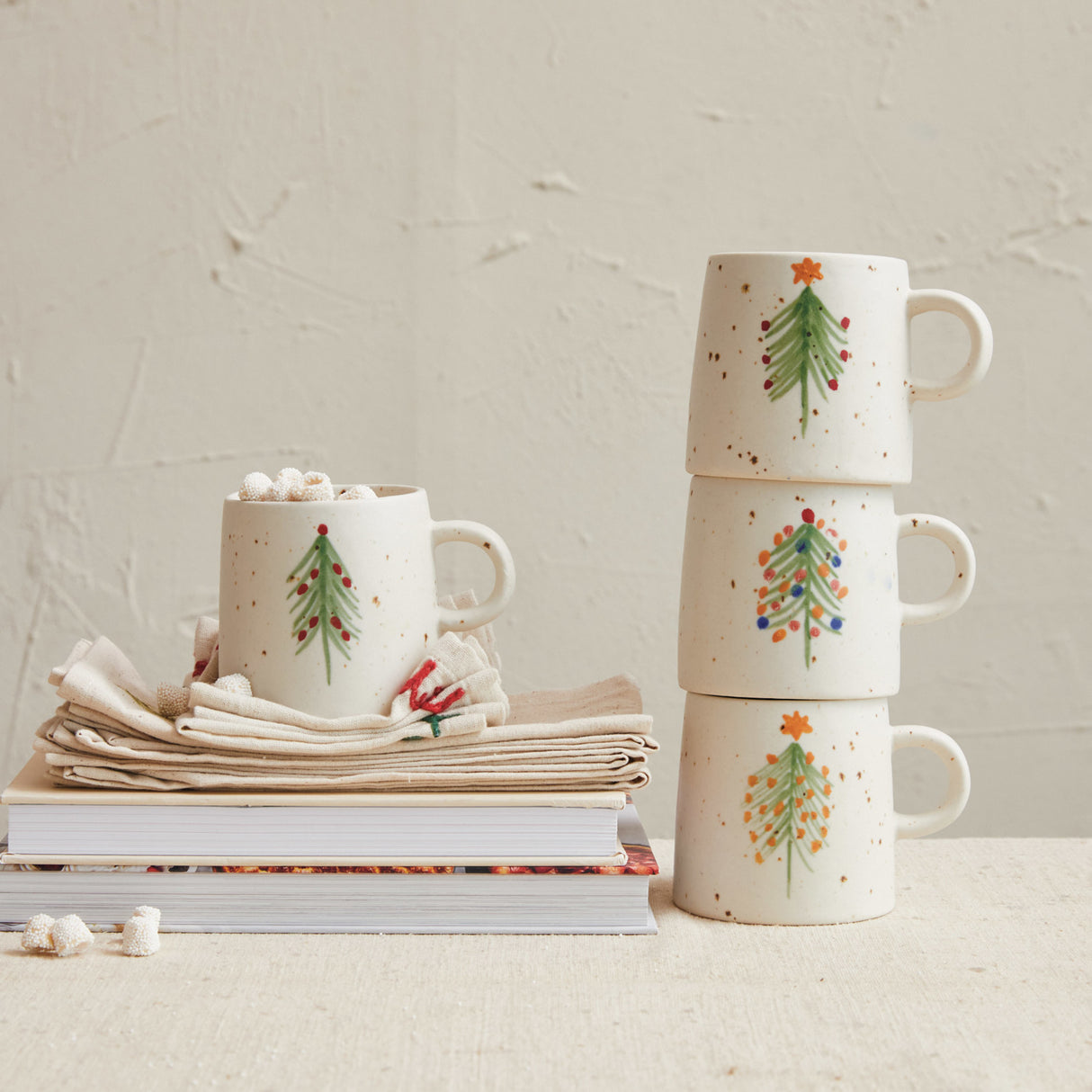Hand-Painted Christmas Tree Ceramic Mug | 4 Styles