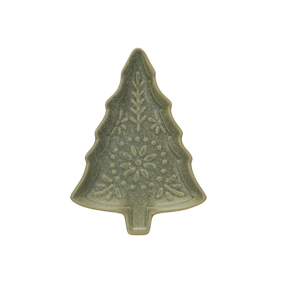 Green Reactive Glaze Stoneware Tree Shaped Plate