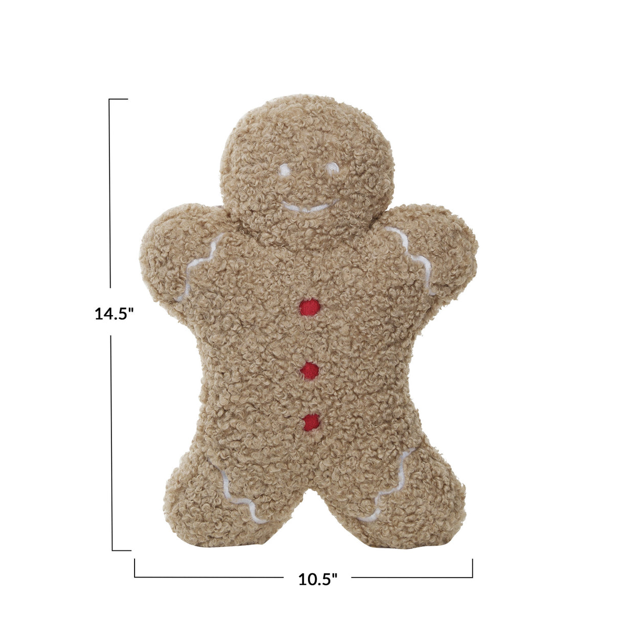 Fabric Bouclé Gingerbread Man Shaped Pillow