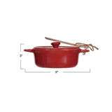 Red Ceramic Brie Baker with Wood Tree Spoon