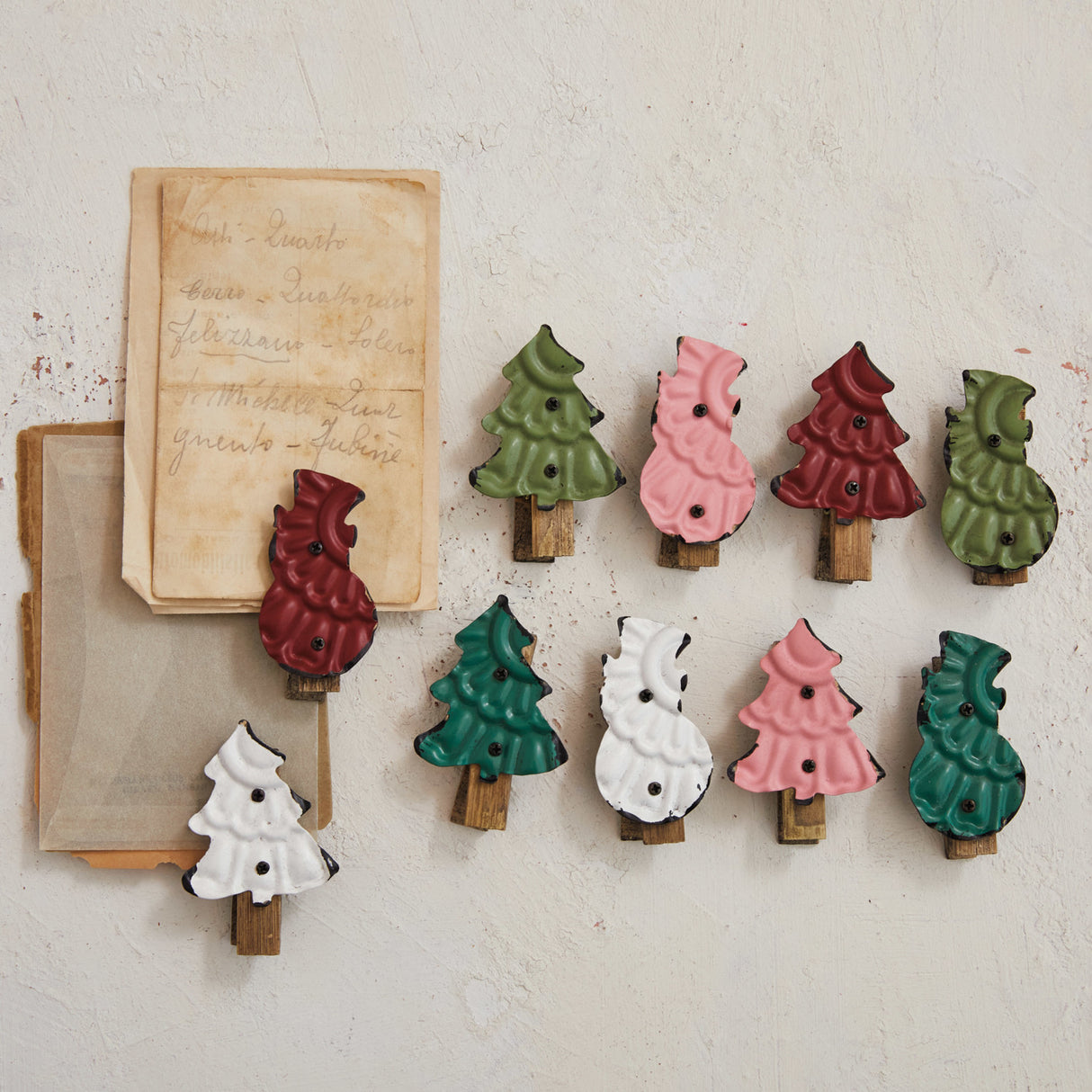 Embossed Metal Snowman & Tree Chip Clips