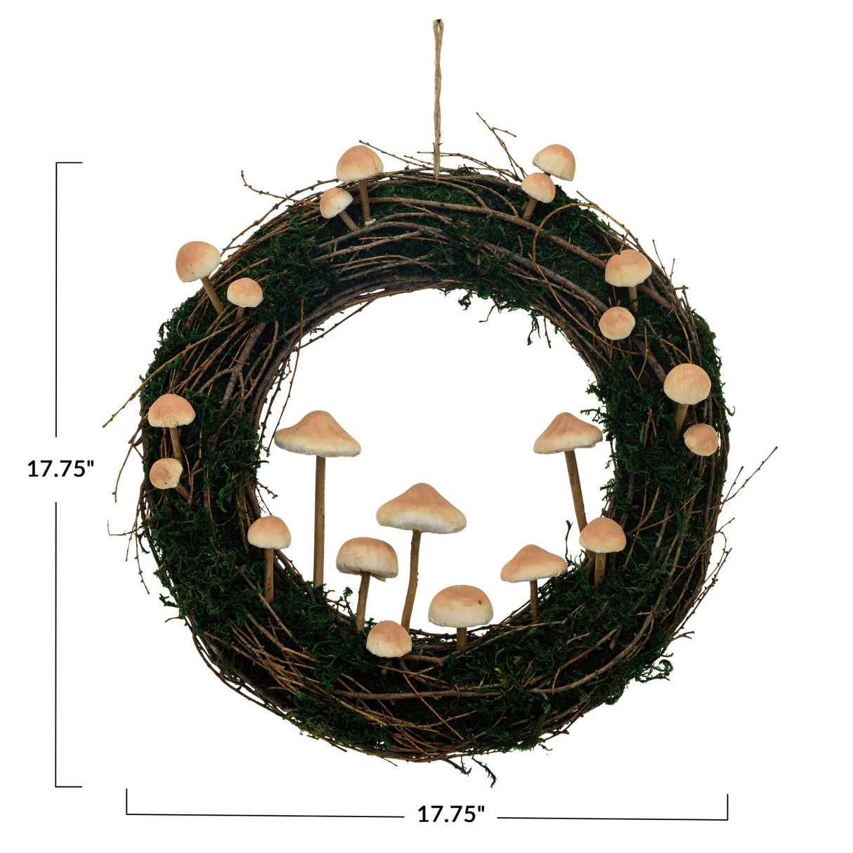 Twig & Moss Wreath with Foam Mushrooms