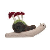 Giant Wool Felt Snail Critter with Mushrooms