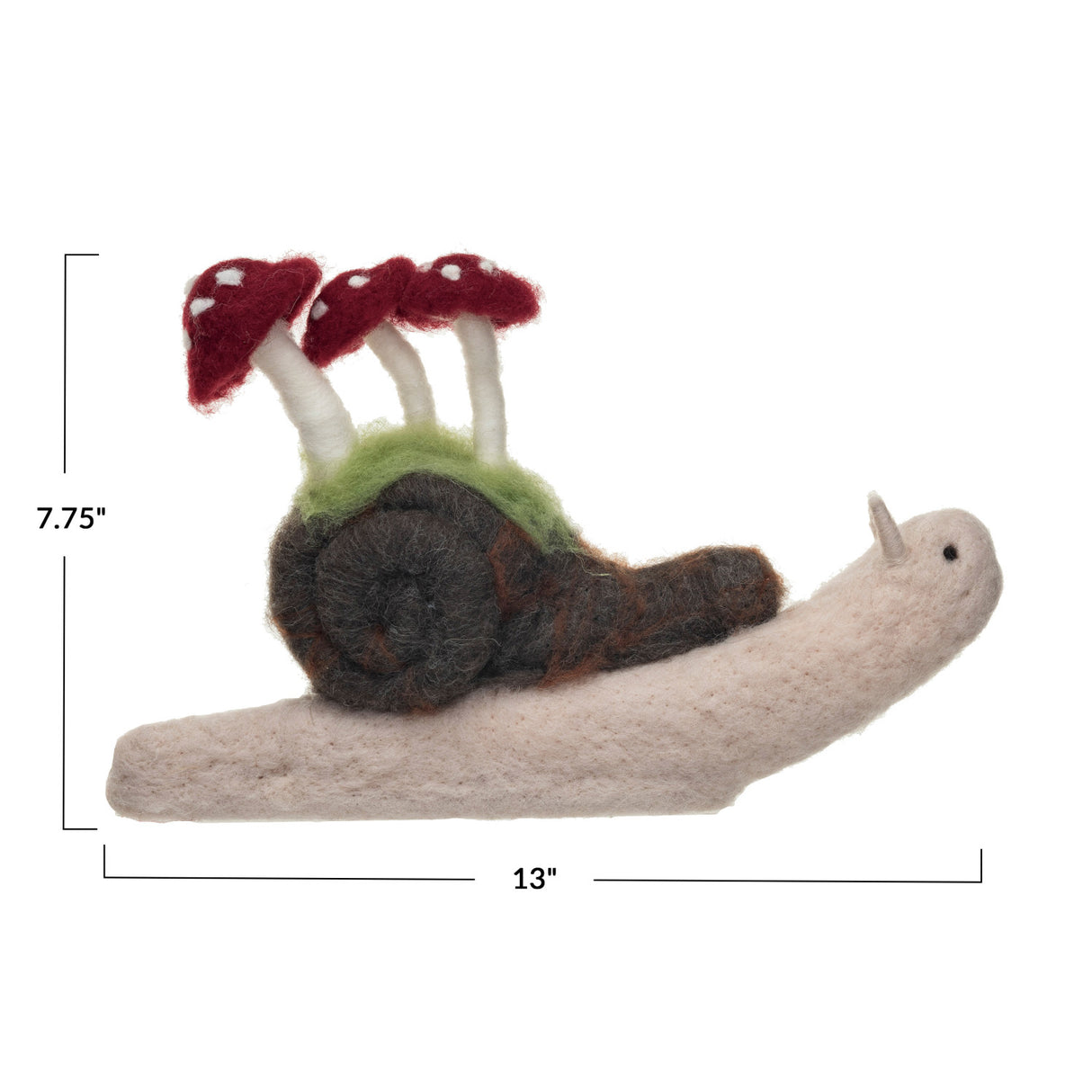 Giant Wool Felt Snail Critter with Mushrooms