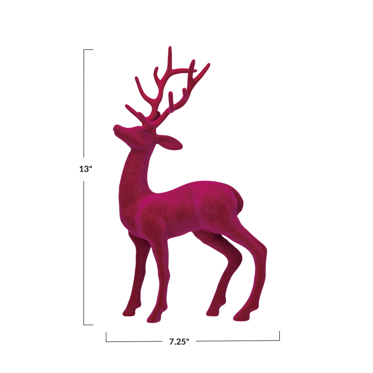 Flocked Pink Standing Deer Figurine