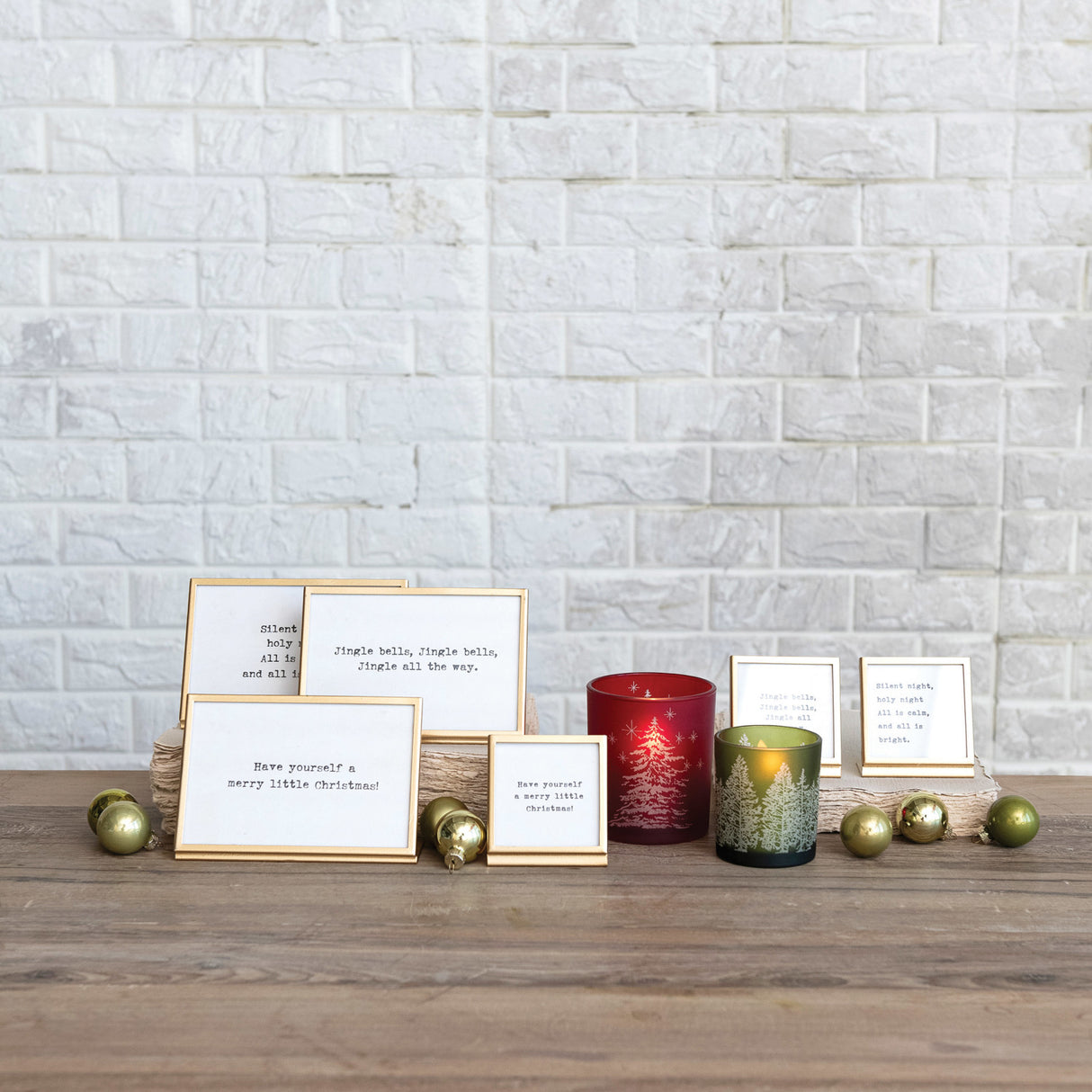 Christmas Sayings in Gold Metal Frame