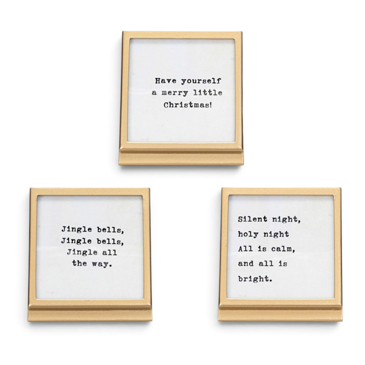 Christmas Sayings in Gold Metal Frame
