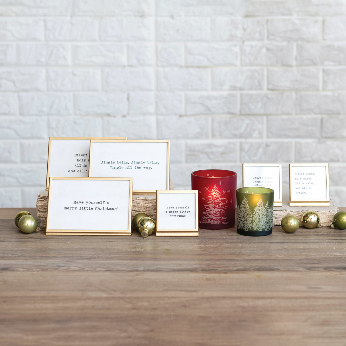 Christmas Sayings in Gold Metal Frame