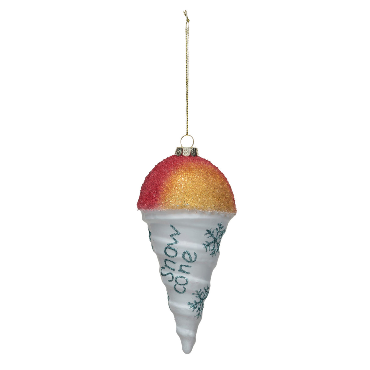 Glass Snow Cone Ornament with Snowflakes & Glitter