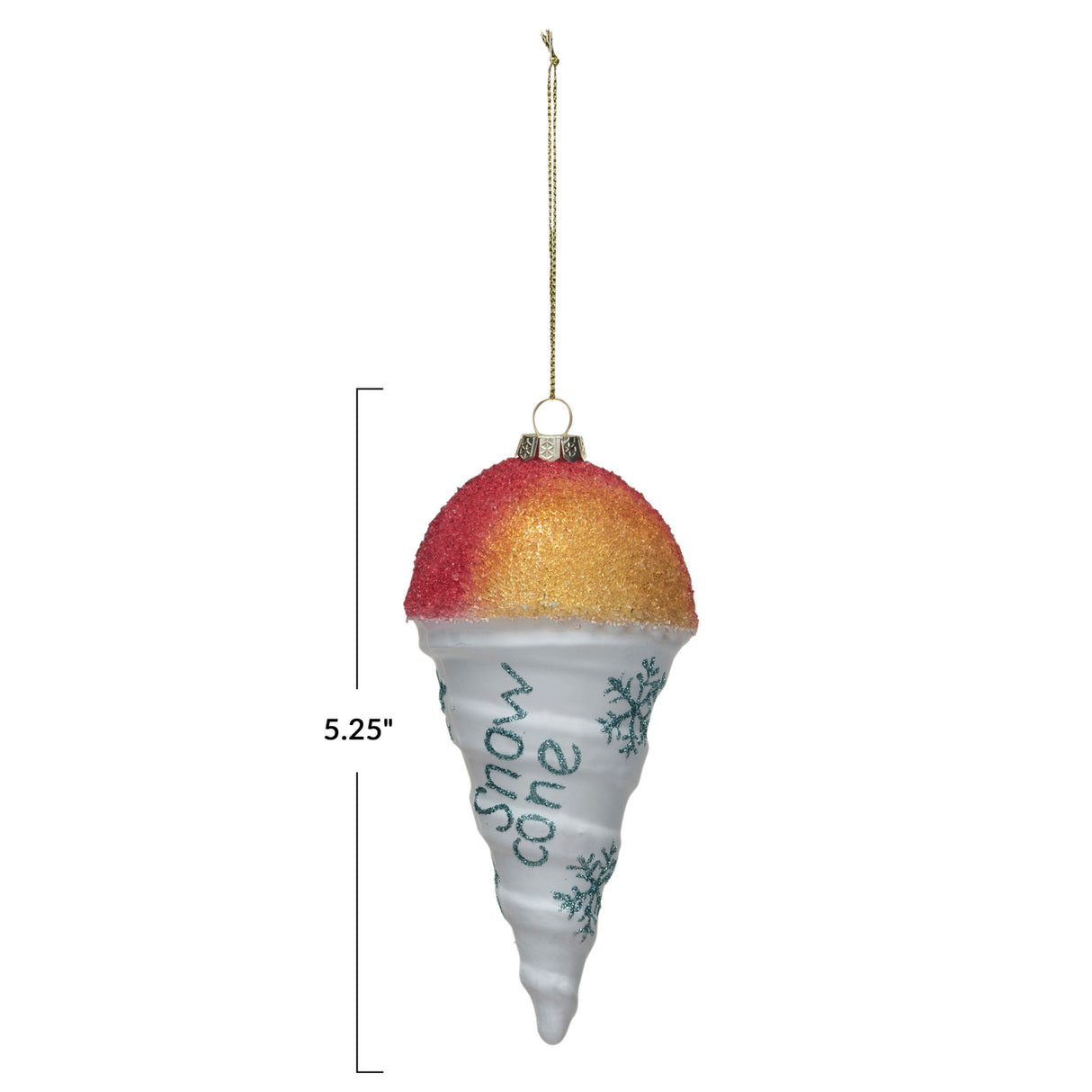 Glass Snow Cone Ornament with Snowflakes & Glitter