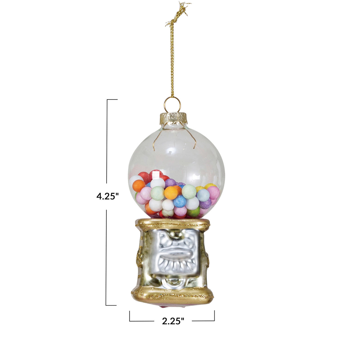 Glass Gumball Machine Ornament with Glitter