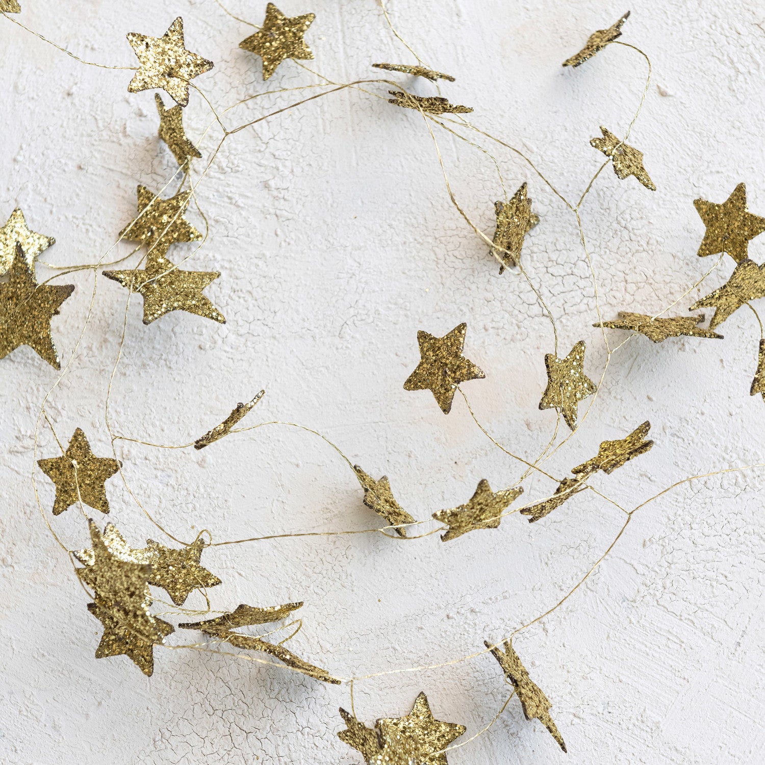 Gold Glitter Paper Star Garland - Thumbnail 5