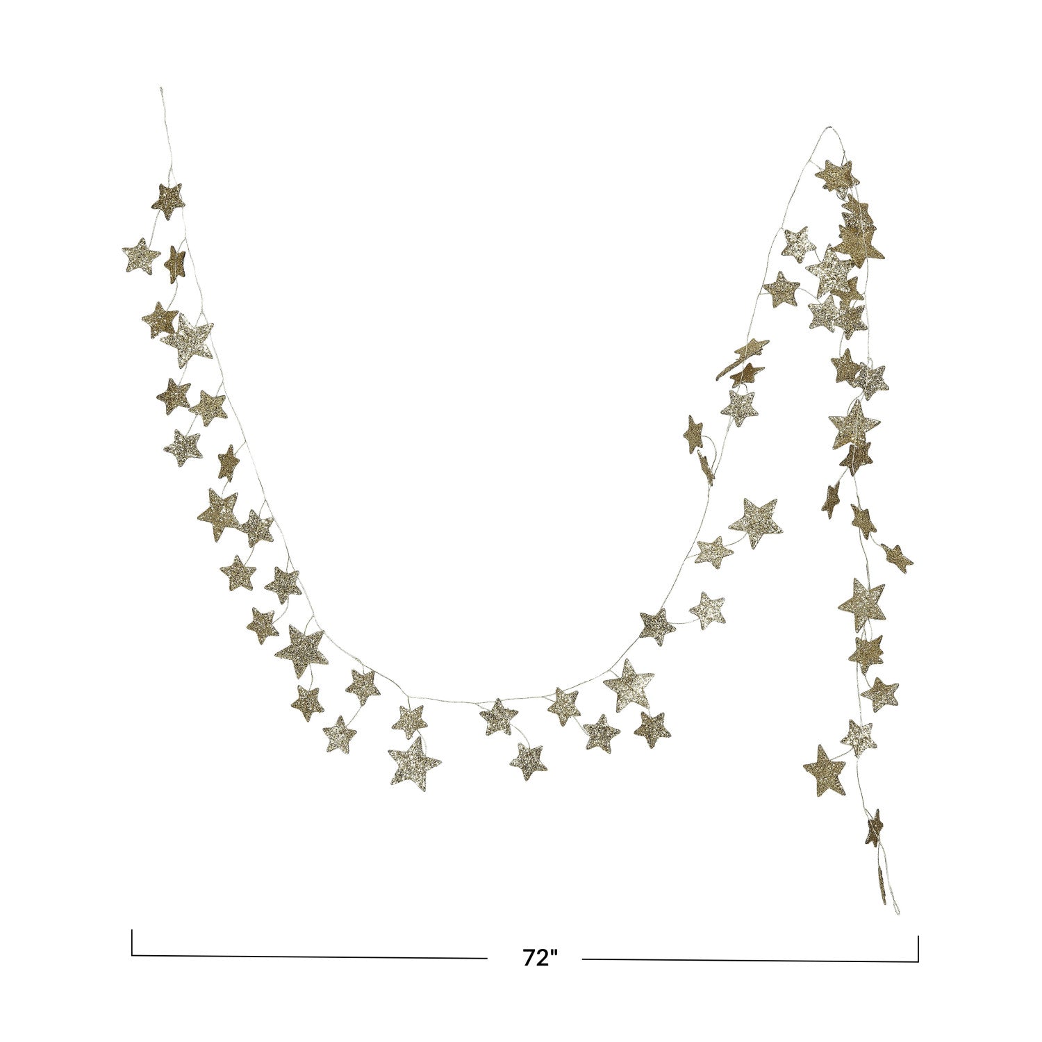 Gold Glitter Paper Star Garland - Thumbnail 3