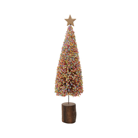 Colorful Microbead Christmas Tree with Wood Slice Base | 2 Sizes