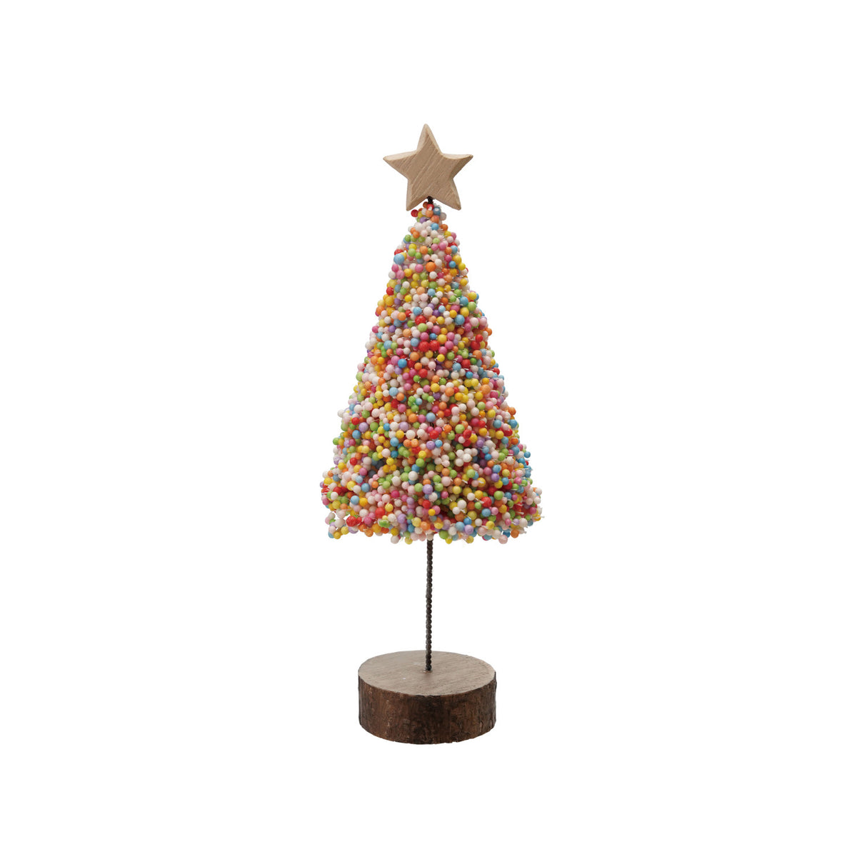 Colorful Microbead Christmas Tree with Wood Slice Base | 2 Sizes