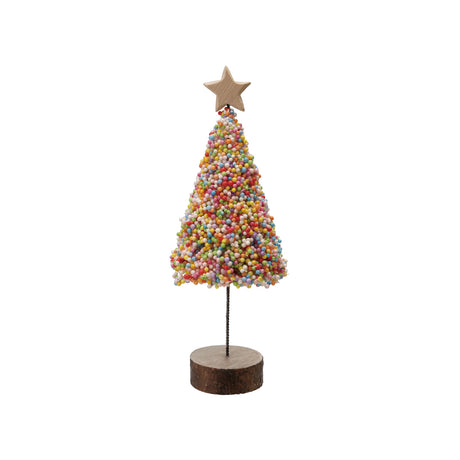 Colorful Microbead Christmas Tree with Wood Slice Base | 2 Sizes