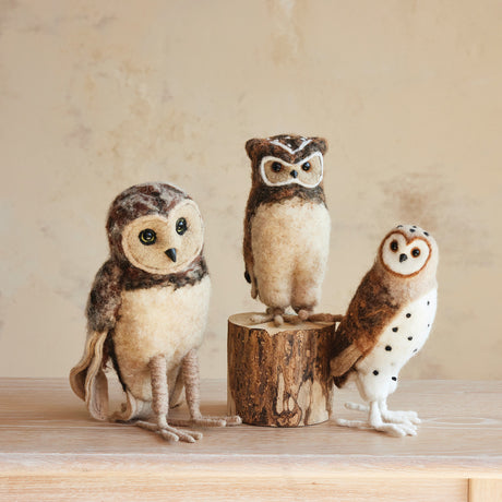 Handmade Wool Felt Burrowing Owl