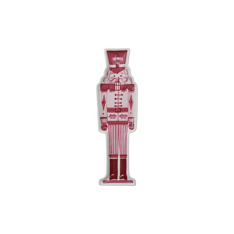 Pink & Red Nutcracker and Tree Ceramic Tidbit Plate