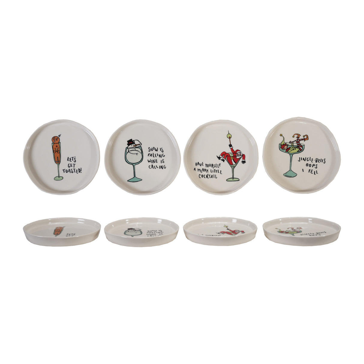 Tipsy Holiday Sayings Ceramic Plate | 4 Styles