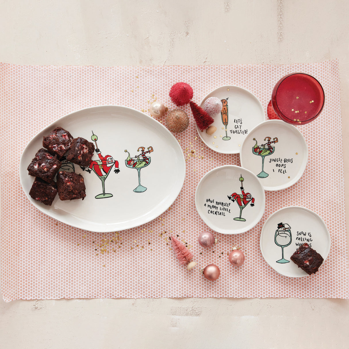Tipsy Holiday Sayings Ceramic Plate | 4 Styles