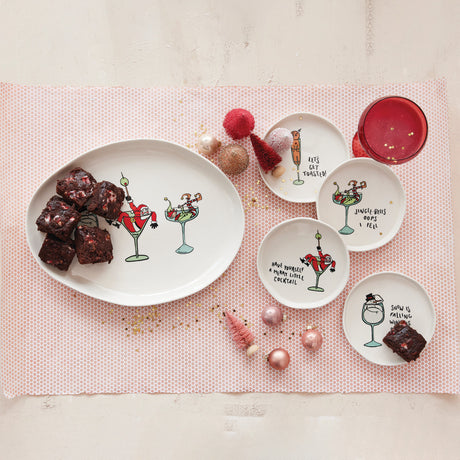 Tipsy Holiday Sayings Ceramic Plate | 4 Styles