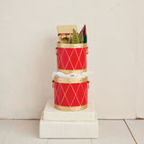 Red & Gold Metal Drum Buckets