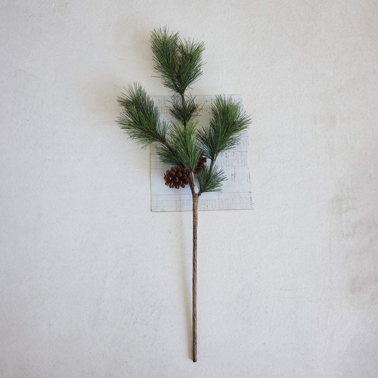 Faux Pine Branch with Pinecones Stem