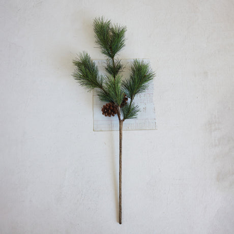 Faux Pine Branch with Pinecones Stem