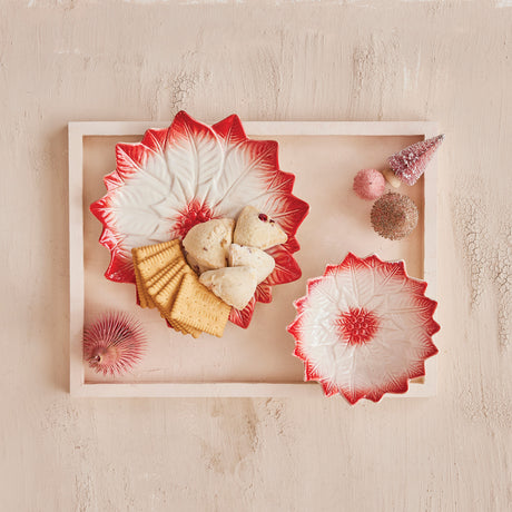 Hand-Painted Poinsettia Ceramic Bowl