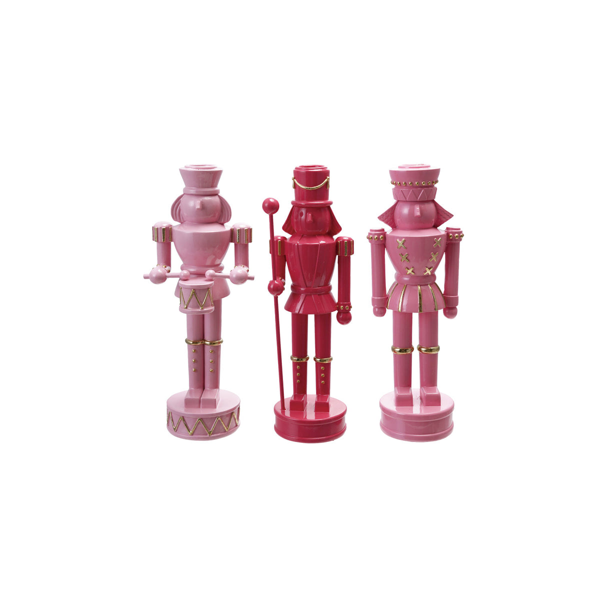 Pink Nutcracker Resin Taper Candle Holders