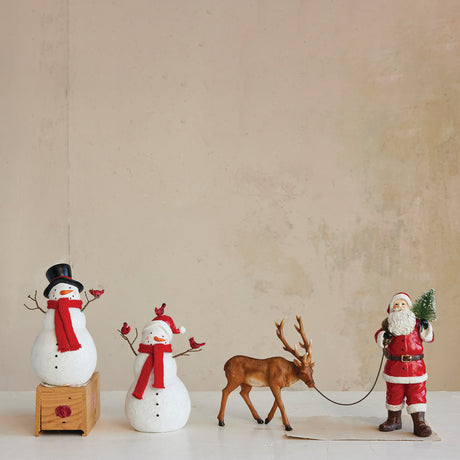 Santa Leading Reindeer Resin Figurine