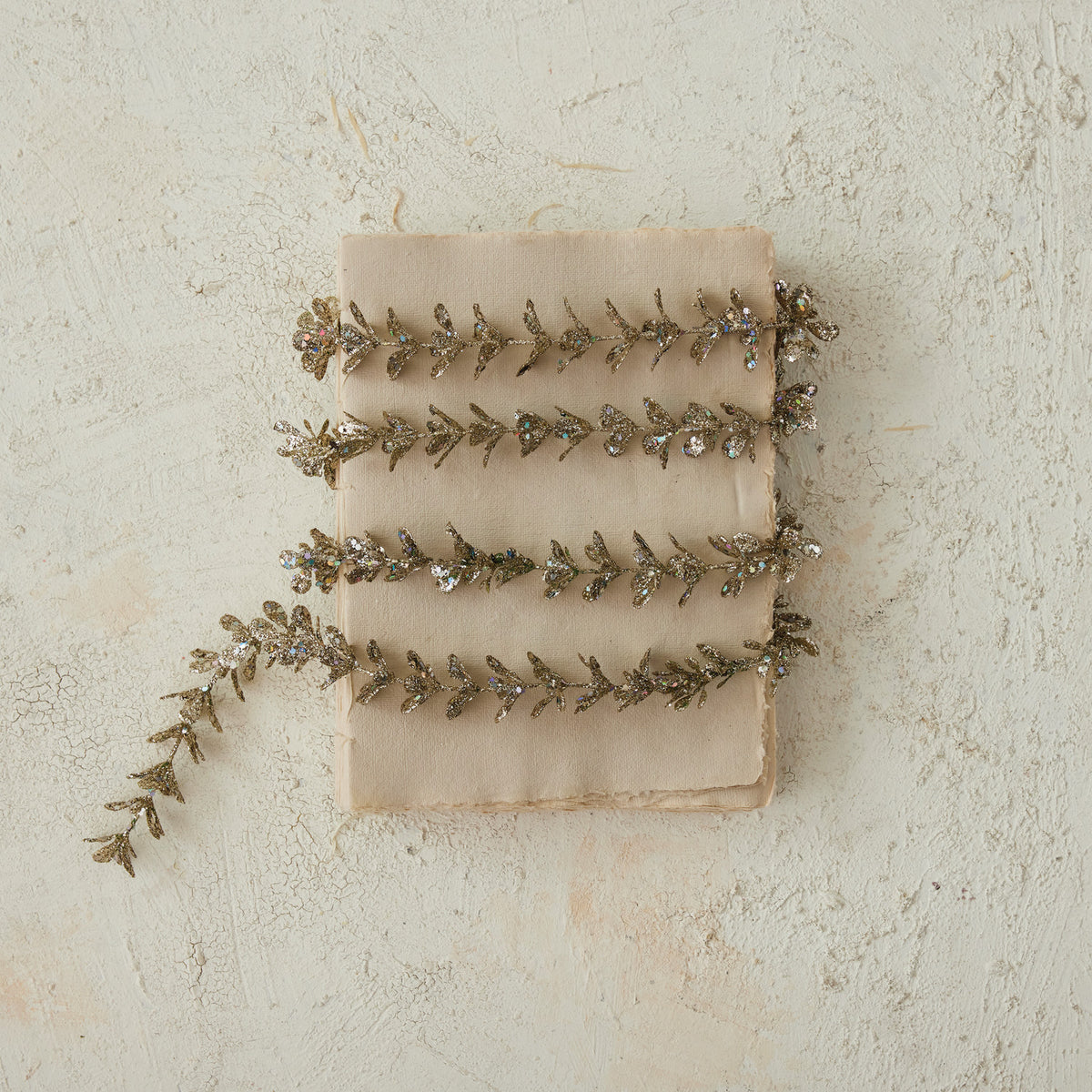 Champagne Glitter Faux Boxwood Garland