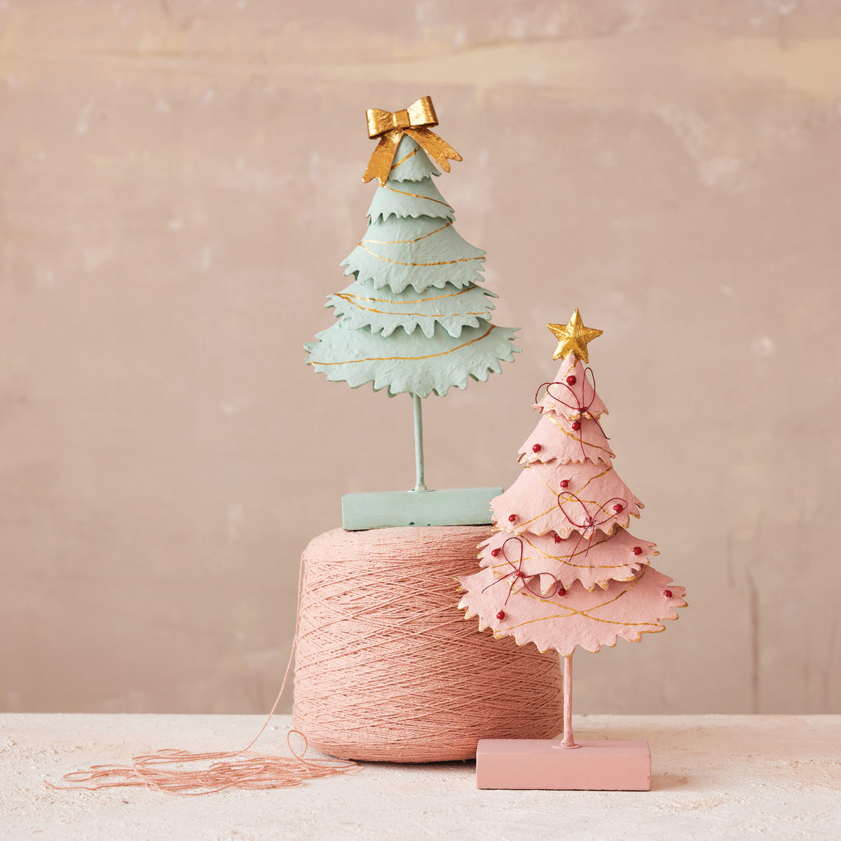 Pastel Metal Christmas Tree with Star or Bow