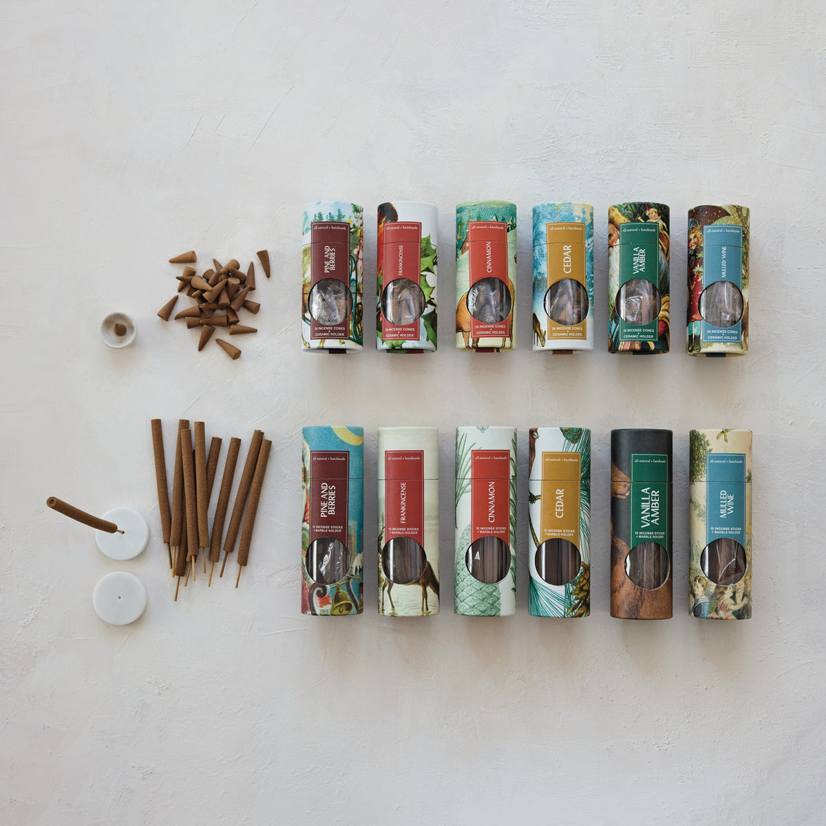 Cedar Incense Cones with Ceramic Holder