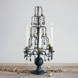 Matte Black Candelabra with Smoky Acrylic Crystals