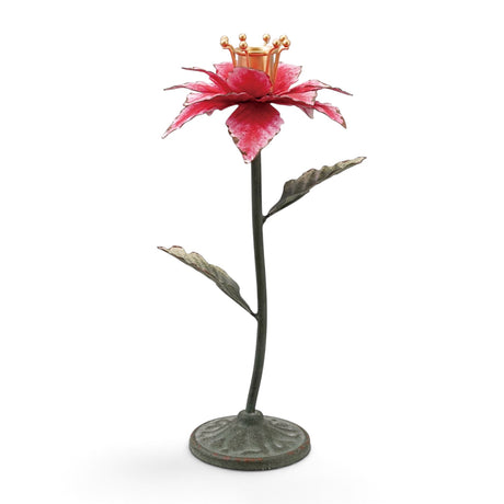 Metal Poinsettia Taper Candle Holder