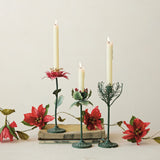 Metal Poinsettia Taper Candle Holder