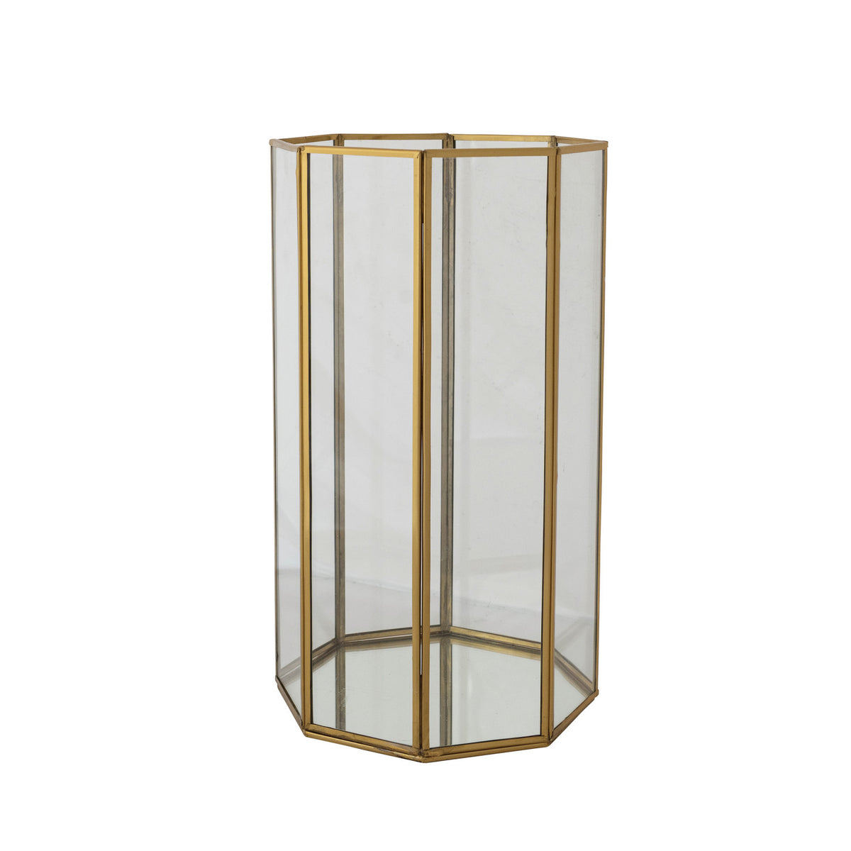 Antique Brass & Glass Octagon Candle Holders