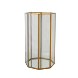 Antique Brass & Glass Octagon Candle Holders