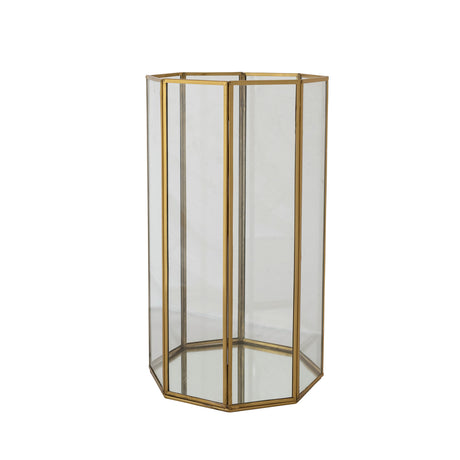 Antique Brass & Glass Octagon Candle Holders