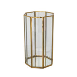 Antique Brass & Glass Octagon Candle Holders