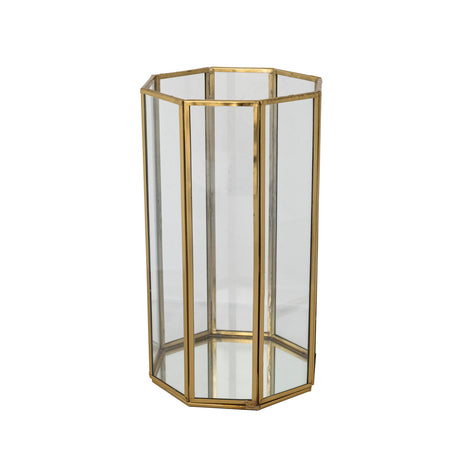 Antique Brass & Glass Octagon Candle Holders
